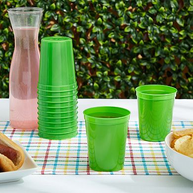24 Pack 16oz Green Plastic Stadium Cups For Birthday Party Baby Shower Halloween