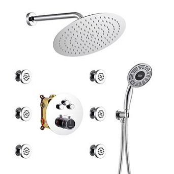 Casainc Digital 12inch 3 Function Luxury Thermostatic Shower System With 6-jet