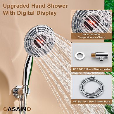 Casainc Digital 12inch 3 Function Luxury Thermostatic Shower System With 6-jet