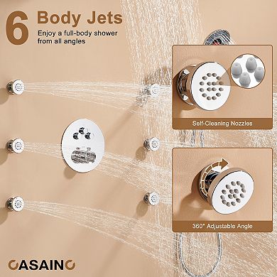 Casainc Digital 12inch 3 Function Luxury Thermostatic Shower System With 6-jet