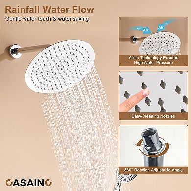 Casainc Digital 12inch 3 Function Luxury Thermostatic Shower System With 6-jet