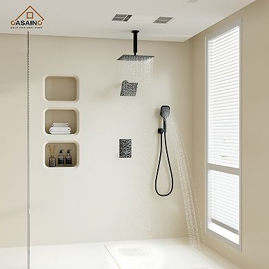 12" Thermostatic Shower System Rainfall Dual Shower Heads And 3-sprays Handheld