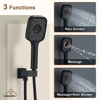 12" Thermostatic Shower System Rainfall Dual Shower Heads And 3-sprays Handheld