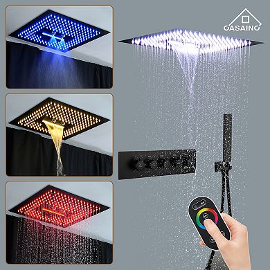 16" Luxury Led Railfall Shower Faucet Set & Handheld Spray