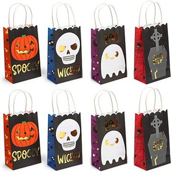24 Pack Small Paper Gift Bags With Handles For Spooky Halloween Party Candy