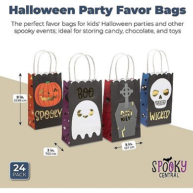 24 Pack Small Paper Gift Bags With Handles For Spooky Halloween Party Candy