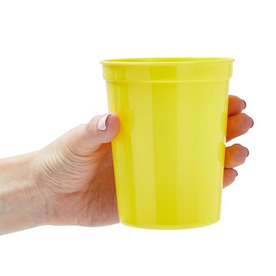 24x Reusable Plastic Stadium Cups For Celebration, Birthday Party, Yellow 16oz