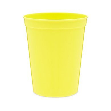 24x Reusable Plastic Stadium Cups For Celebration, Birthday Party, Yellow 16oz