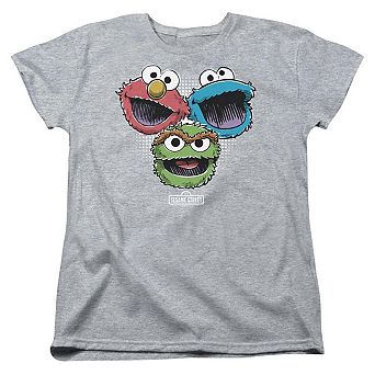 Sesame Street Halftone Heads Short Sleeve Womens Tee