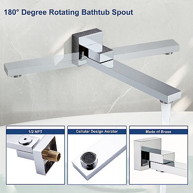 12" Ceiling Mount Shower System Set Handheld Spray & Tub Spout