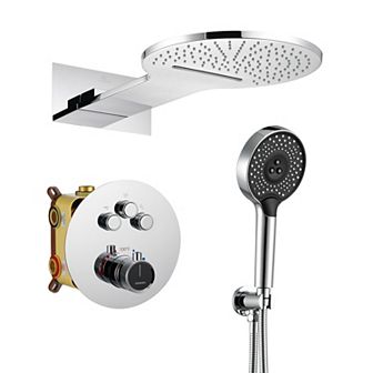 Casainc 22inch 3 Function Luxury Thermostatic Shower System Waterfall 2.5 Gpm