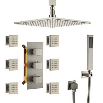 12" Ceiling Mounted Luxury Led Shower Head Handheld Spray