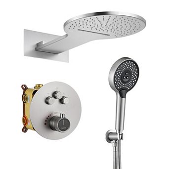 Casainc 22inch 3 Function Luxury Thermostatic Shower System Waterfall 2.5 Gpm