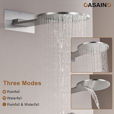 Casainc 22inch 3 Function Luxury Thermostatic Shower System Waterfall 2.5 Gpm