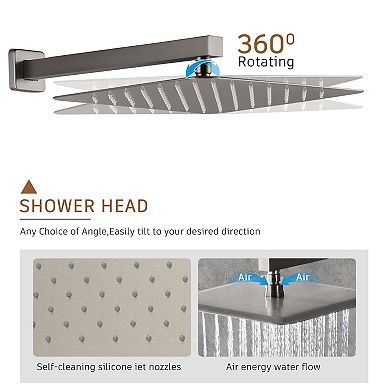 12" Wall Mounted 3 Way Thermostatic Luxury Shower System Set