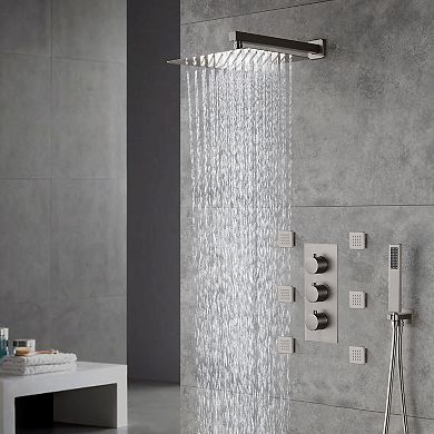 12" Wall Mounted 3 Way Thermostatic Luxury Shower System Set