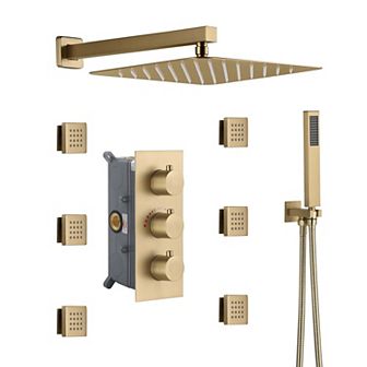 12" Wall Mounted 3 Way Thermostatic Luxury Shower System Set