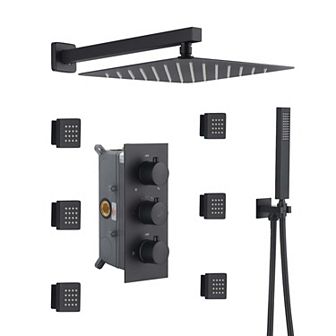12" Wall Mounted 3 Way Thermostatic Luxury Shower System Set