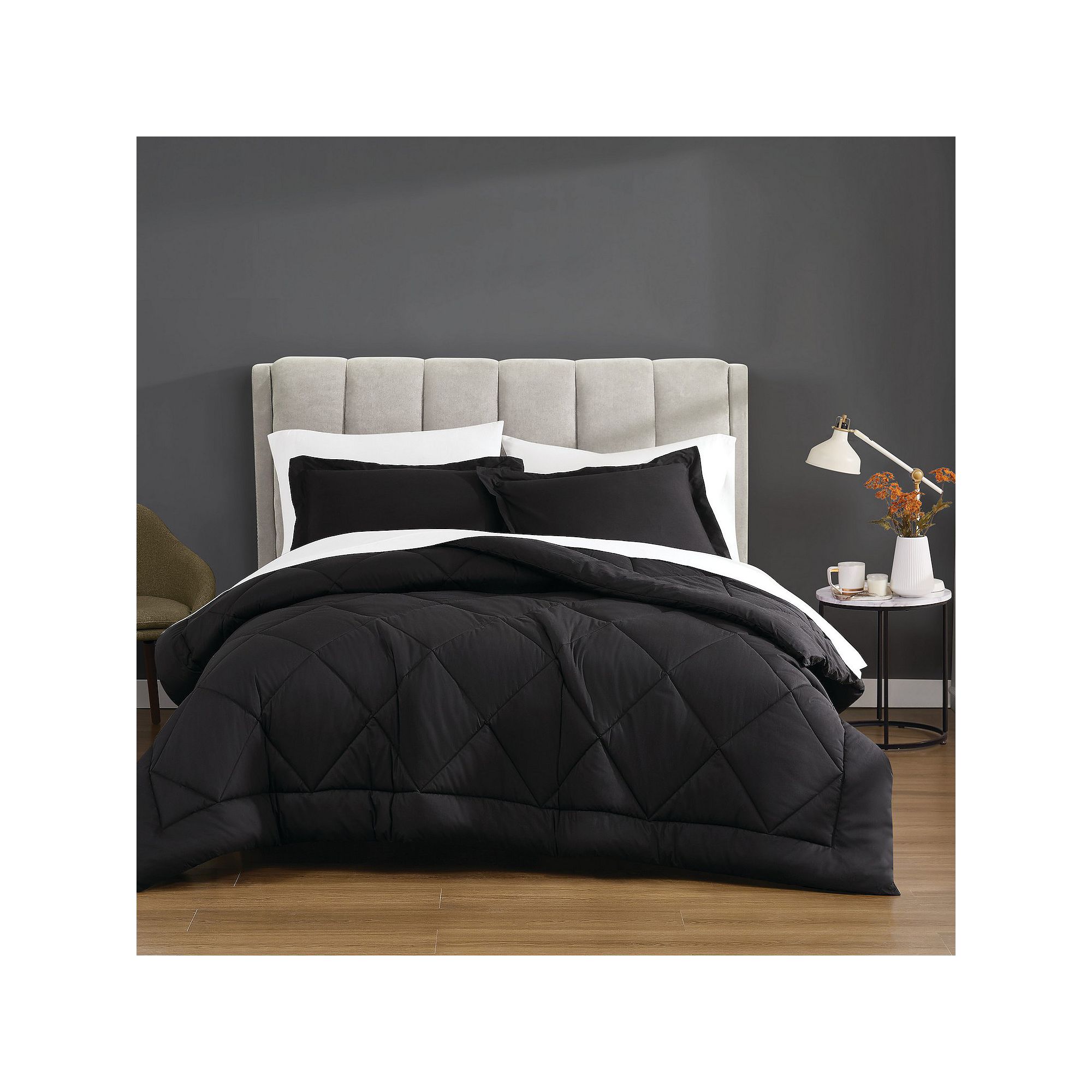 Cannon Solid Percale Comforter Set, Black