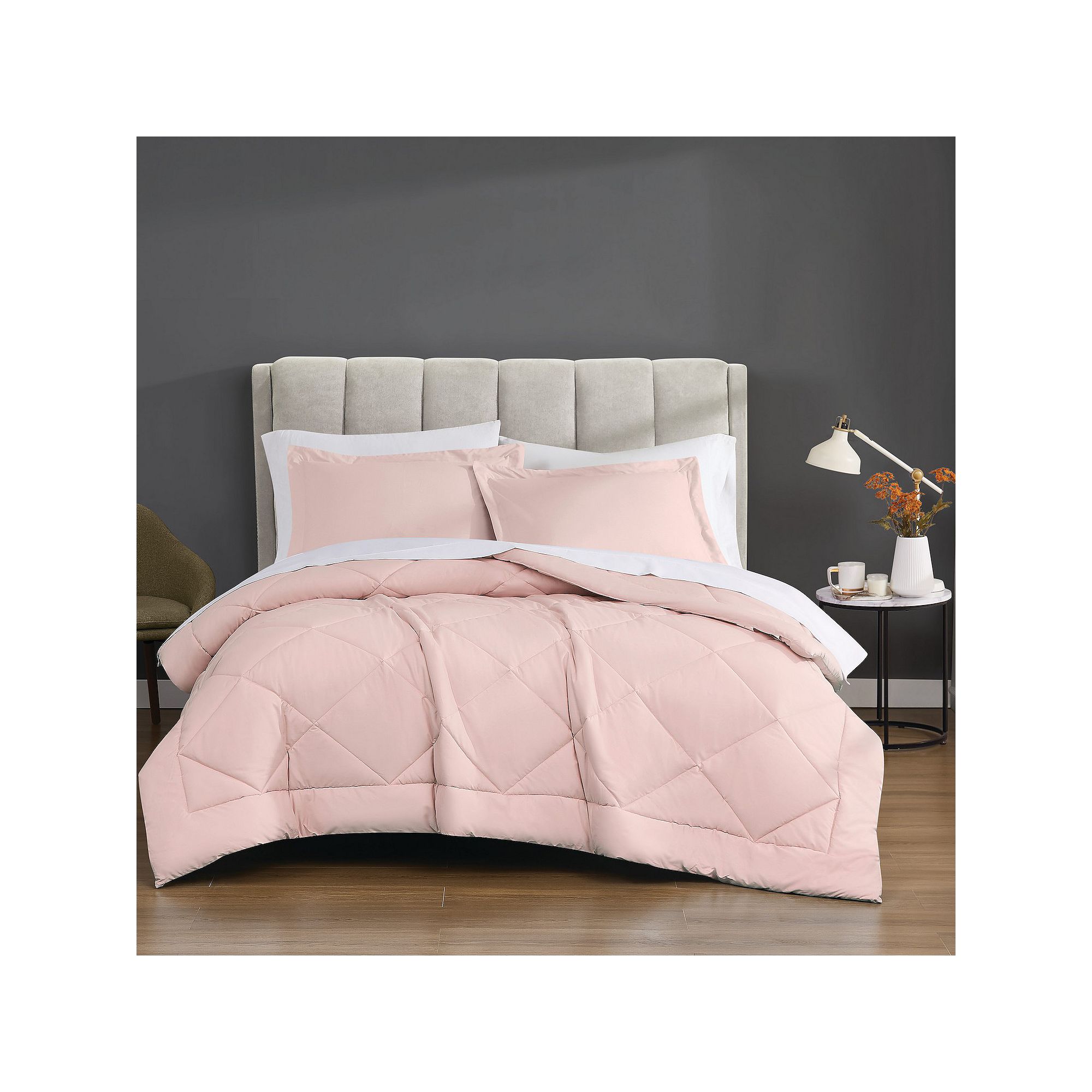 Cannon Solid Percale Comforter Set, Blush