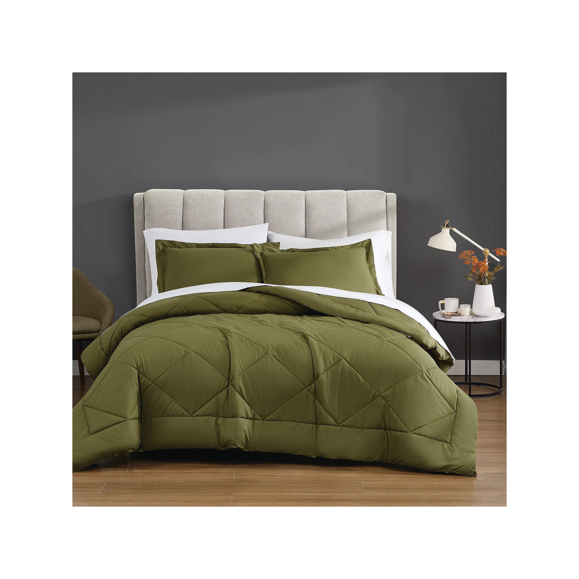 Cannon Solid Percale Comforter Set, Olive Green