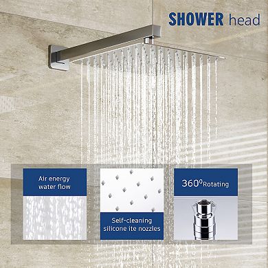 12" Ceiling Mounted Rainfall Shower Head System Handheld Spray