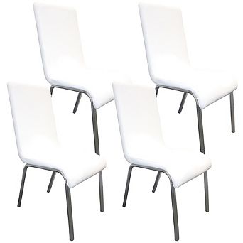 Best Master Furniture Bailee Modern Faux Leather Dining Side Chair in White (Set of 4)