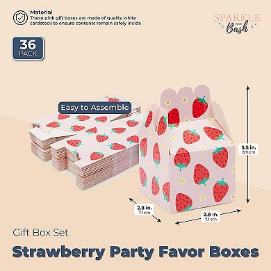 Strawberry Birthday Party Favor Treat Boxes (pink, 3.5 X 2.75 In, 36 Pack)
