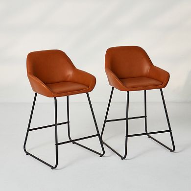 Unikome Modern Faux Leather Barstools, Dining Chairs For Kitchens Set Of 2