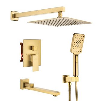 Casainc 10" Shower Faucet Set W/mixer Valve Kit Shower Head Combo Wall Mount