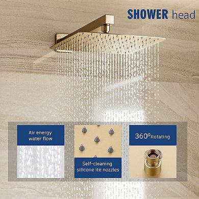 Casainc 10" Shower Faucet Set W/mixer Valve Kit Shower Head Combo Wall Mount