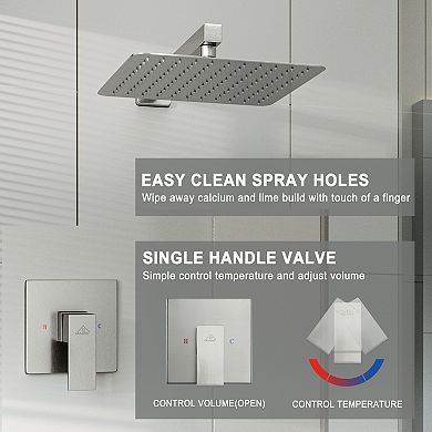 10" Wall Mounted Square Single Shower Head System Set