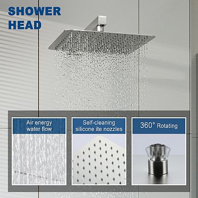 10" Wall Mounted Square Single Shower Head System Set