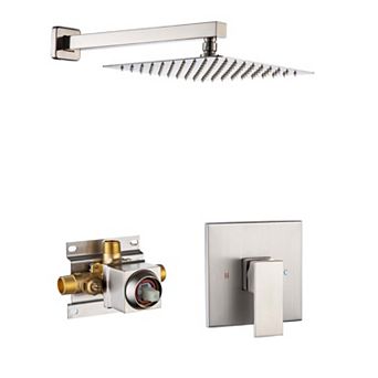 10" Wall Mounted Square Single Shower Head System Set
