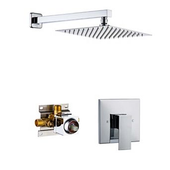 10" Wall Mounted Square Single Shower Head System Set