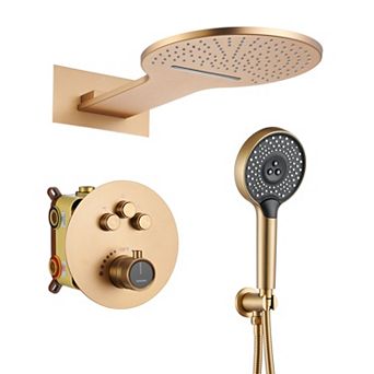 Casainc 22inch 3 Function Luxury Thermostatic Shower System Waterfall 2.5 Gpm