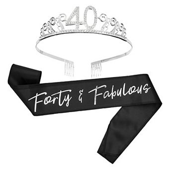 40th Birthday Sash And Tiara For Women's Party Decorations (black Satin)