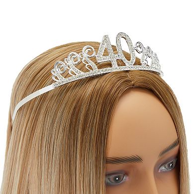 40th Birthday Sash And Tiara For Women's Party Decorations (black Satin)