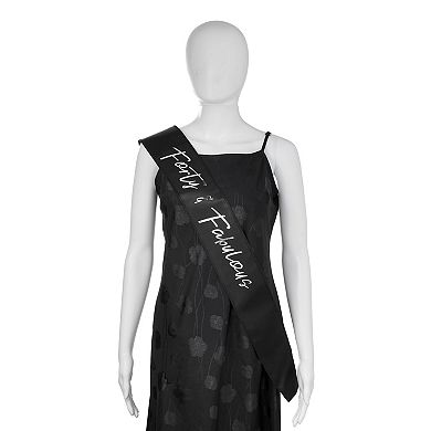 40th Birthday Sash And Tiara For Women's Party Decorations (black Satin)