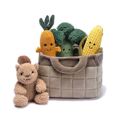 Lambs & Ivy Plush Veggie Basket Play Set With Interactive Stuffed Vegetable Toys