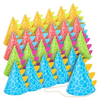 Dinosaur Party Hats For Kids Birthday, Cone Party Hats (4.75 X 7 in 24 Pack)