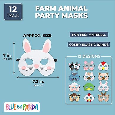 12-pack Animal Masks For Kids Farm-themed Birthday Party, 12 Designs, 7x7 In