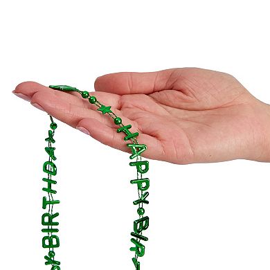 24-pack Happy Birthday Necklaces, Rainbow Bead Party Supplies, 15.5 In