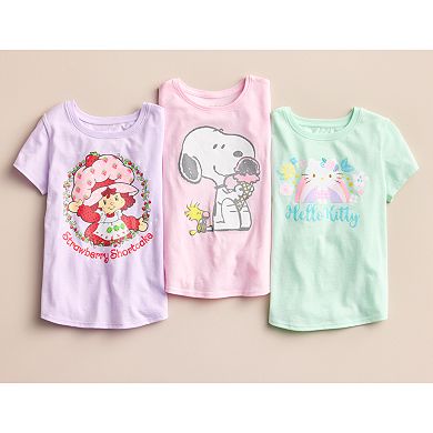 Girls 4-12 Jumping Beans Peanuts Snoopy & Woodstock Eating Ice Cream Crewneck Graphic Tee
