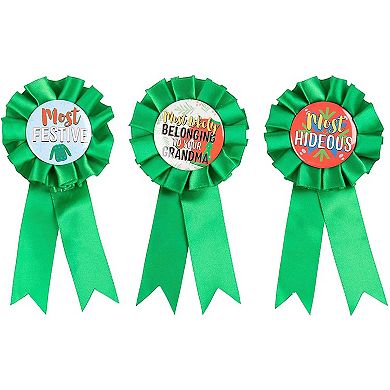 12x Award Ribbons For Christmas Ugly Sweater Holiday Party Decor Trophy 3x6.2"