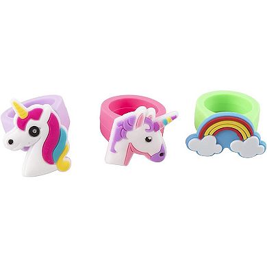 24-pack Rubber Rainbow Unicorn Toy Rings For Girls Birthday Party Favors Gifts