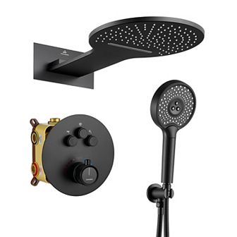 Casainc 22inch 3 Function Luxury Thermostatic Shower System Waterfall 2.5 Gpm