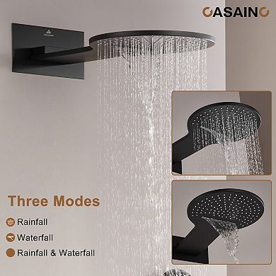 Casainc 22inch 3 Function Luxury Thermostatic Shower System Waterfall 2.5 Gpm