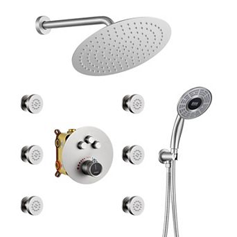 Casainc Digital 12inch 3 Function Luxury Thermostatic Shower System With 6-jet