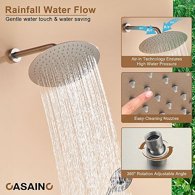 Casainc Digital 12inch 3 Function Luxury Thermostatic Shower System With 6-jet